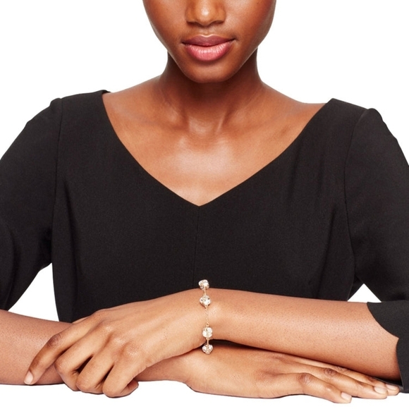 Kate Spade Silver, Clear Crystal Ball Cluster Lady Marmalade Chain Bracelet - Picture 5 of 9